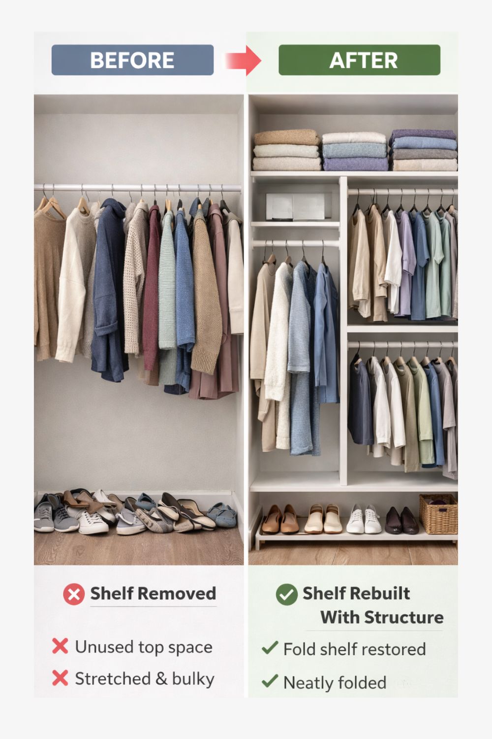 How to Organize a Small Closet with Two Hanging Rods (Without Losing ...
